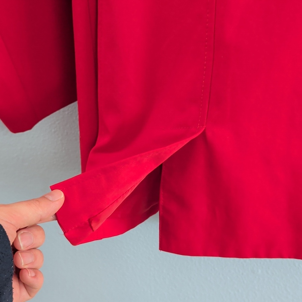 Lands' End Classic Double Breasted Women's Vibrant Red Trench Coat - Picture 7 of 8